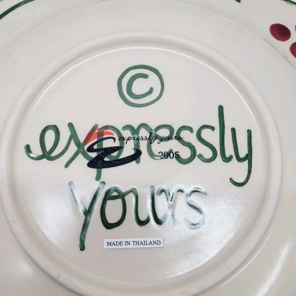 3 PC Set EXPRESSLY YOURS Serving Platter Plate & Bowl Vintage Christmas Pottery